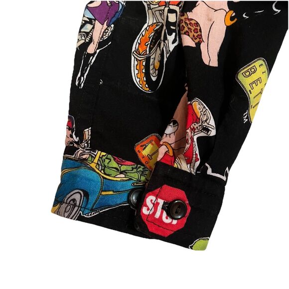VTG Betty Boop Novelty Bingo Vegas NYC Cotton Button down Long Sleeve Blouse M/L - Picture 10 of 16